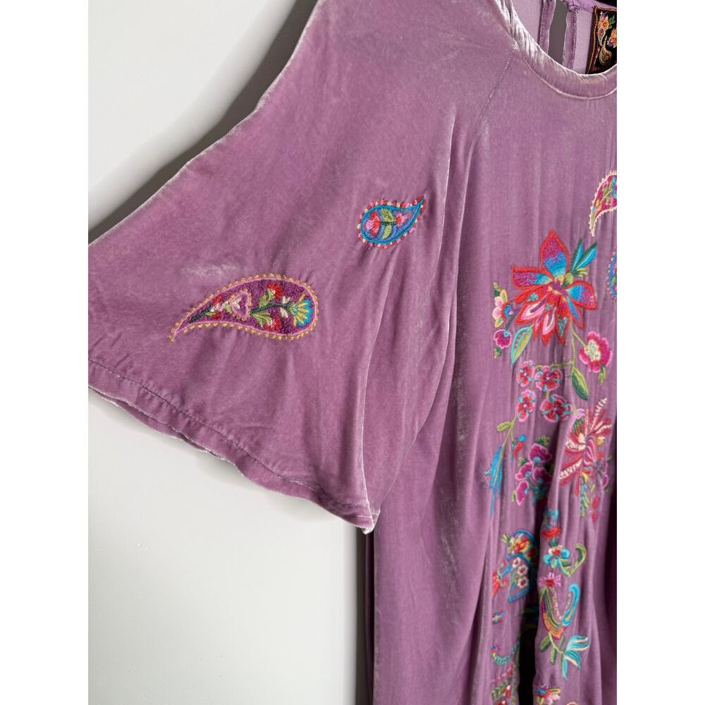 JOHNNY WAS Karime Velvet Flutter Sleeve Raglan Dress NWT Size SMALL - Picture 3 of 10